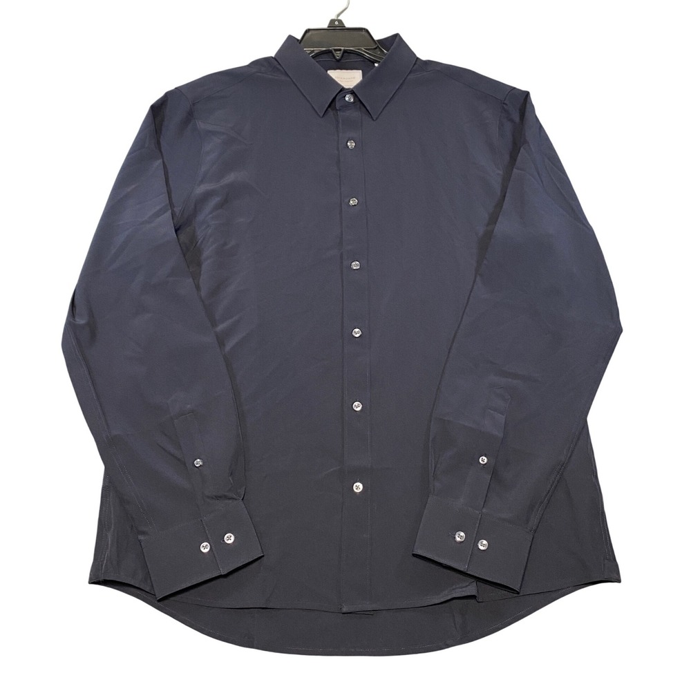 7Diamonds Liberty‎ 4-Way Stretch Woven Shirt Navy Blue Mens Large